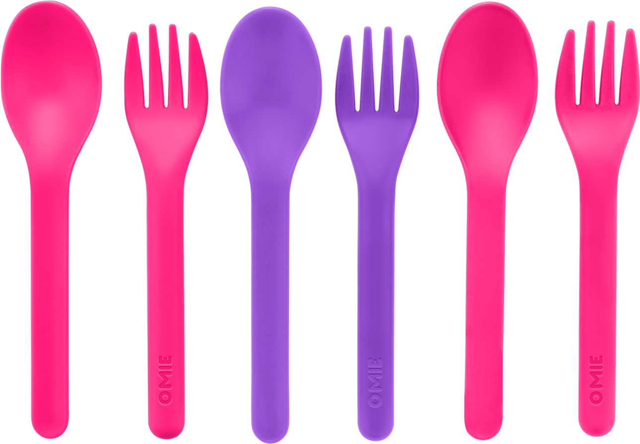 Colorful Plastic Cutlery Set PNG Image