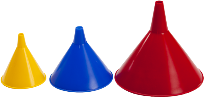 Colorful Plastic Funnels Set PNG Image