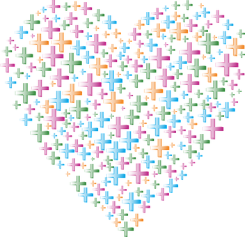 Colorful Plus Sign Heart Pattern PNG Image