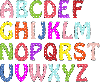 Colorful Polka Dot Alphabet Letters PNG Image