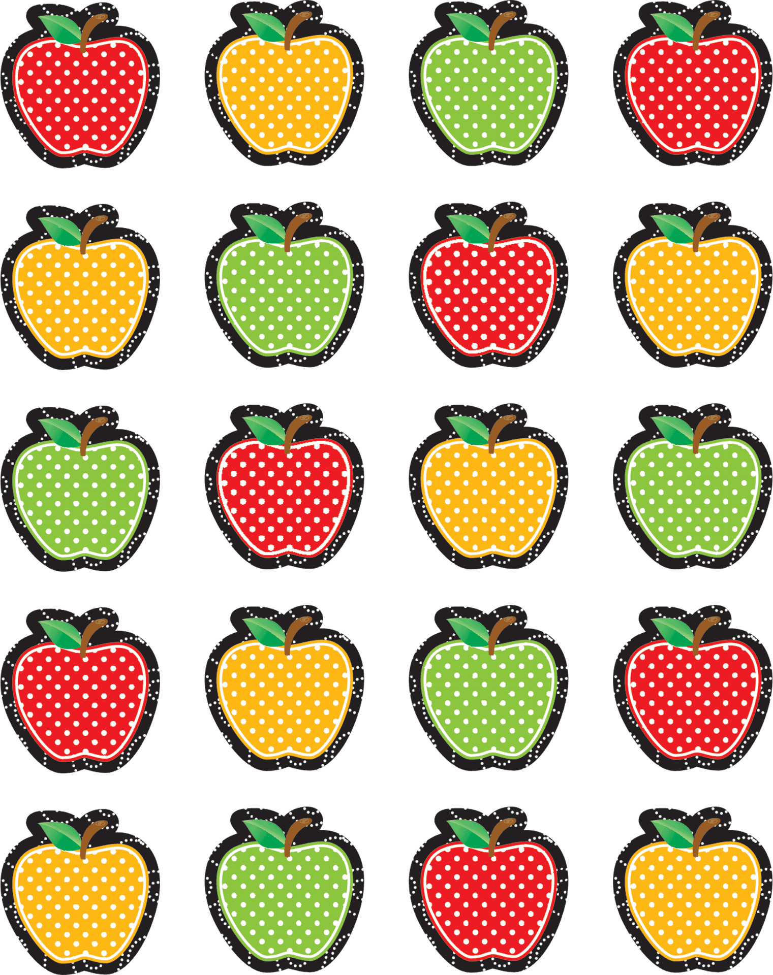 Colorful Polka Dot Apples Pattern PNG Image