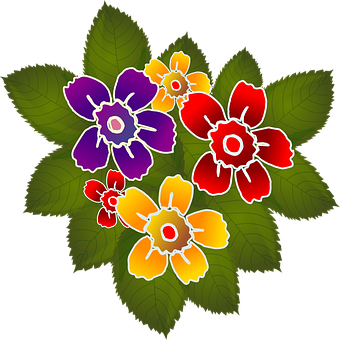 Colorful Primrose Illustration PNG Image