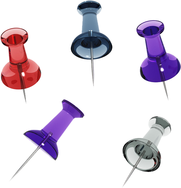 Colorful Push Pins Floating PNG Image