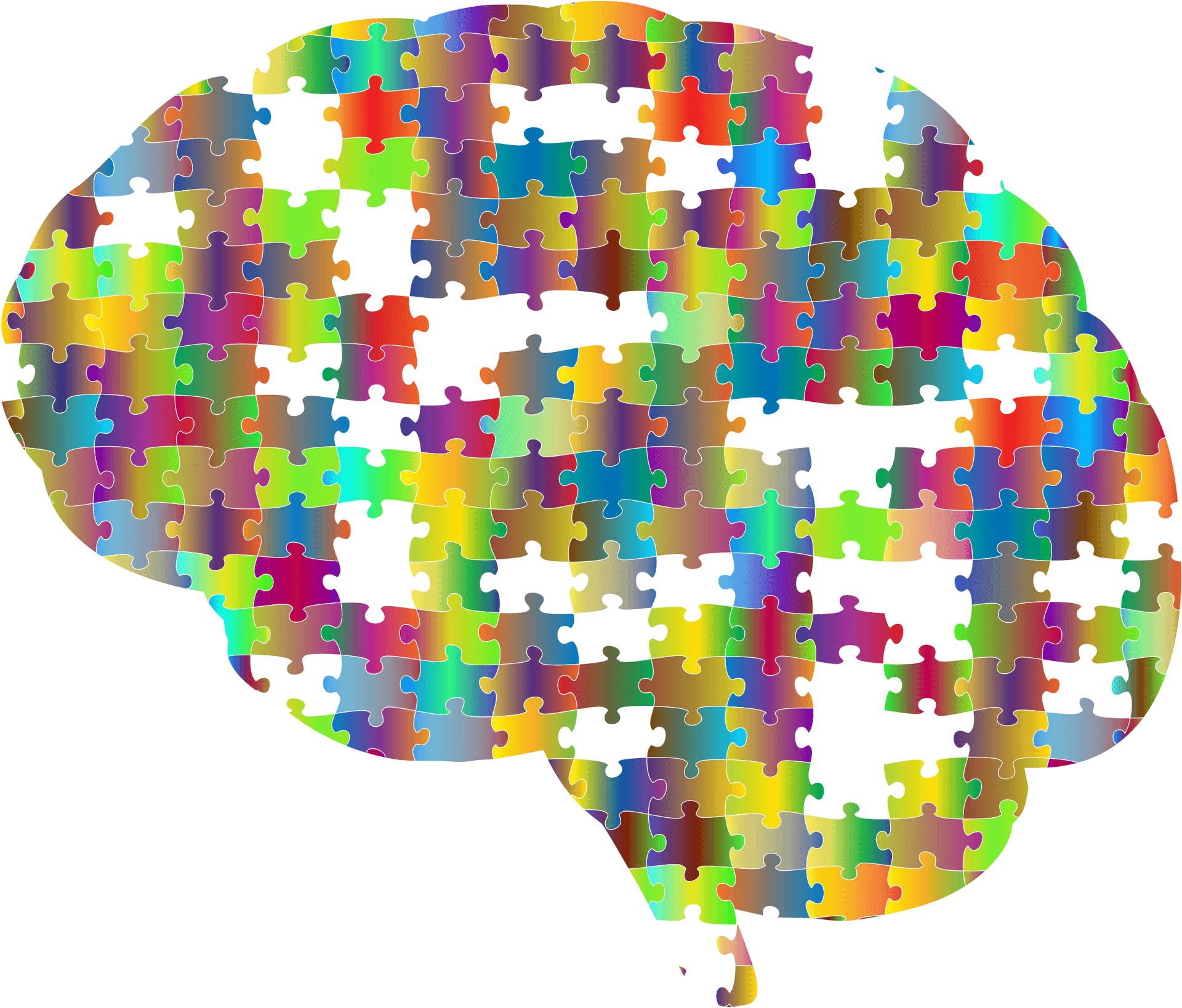 Colorful Puzzle Brain Clipart PNG Image