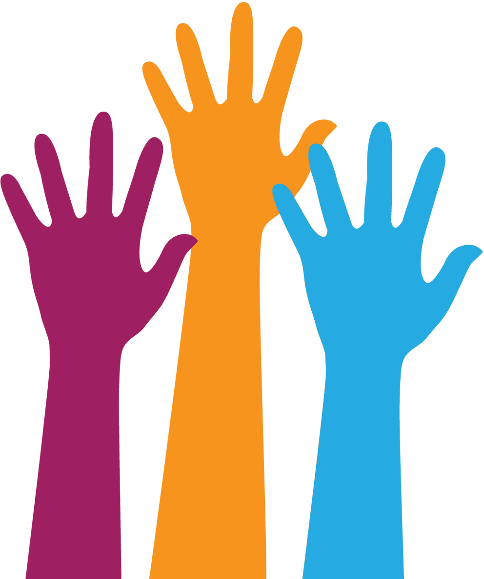 Colorful Raised Hands Vector PNG Image