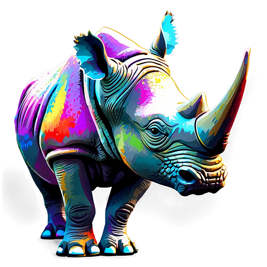 Colorful Rhino Pop Art Png 25 PNG Image