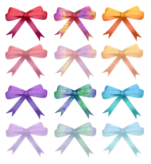 Colorful Ribbon Bows Collection PNG Image