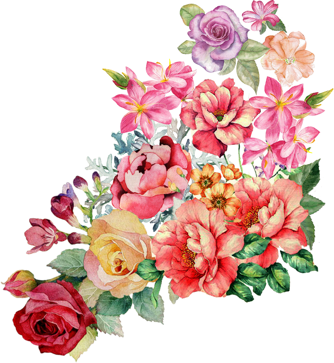 Colorful Rose Flower Bouquet Vector PNG Image