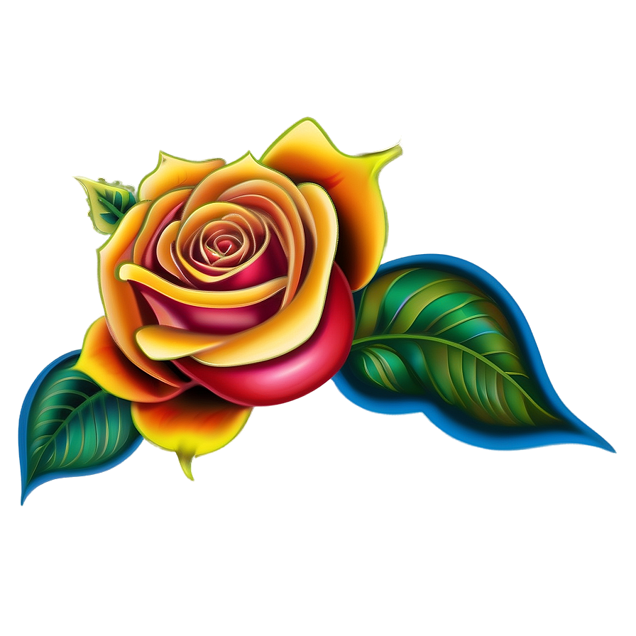 Colorful Rose Tattoo Illustration Png 44 PNG Image