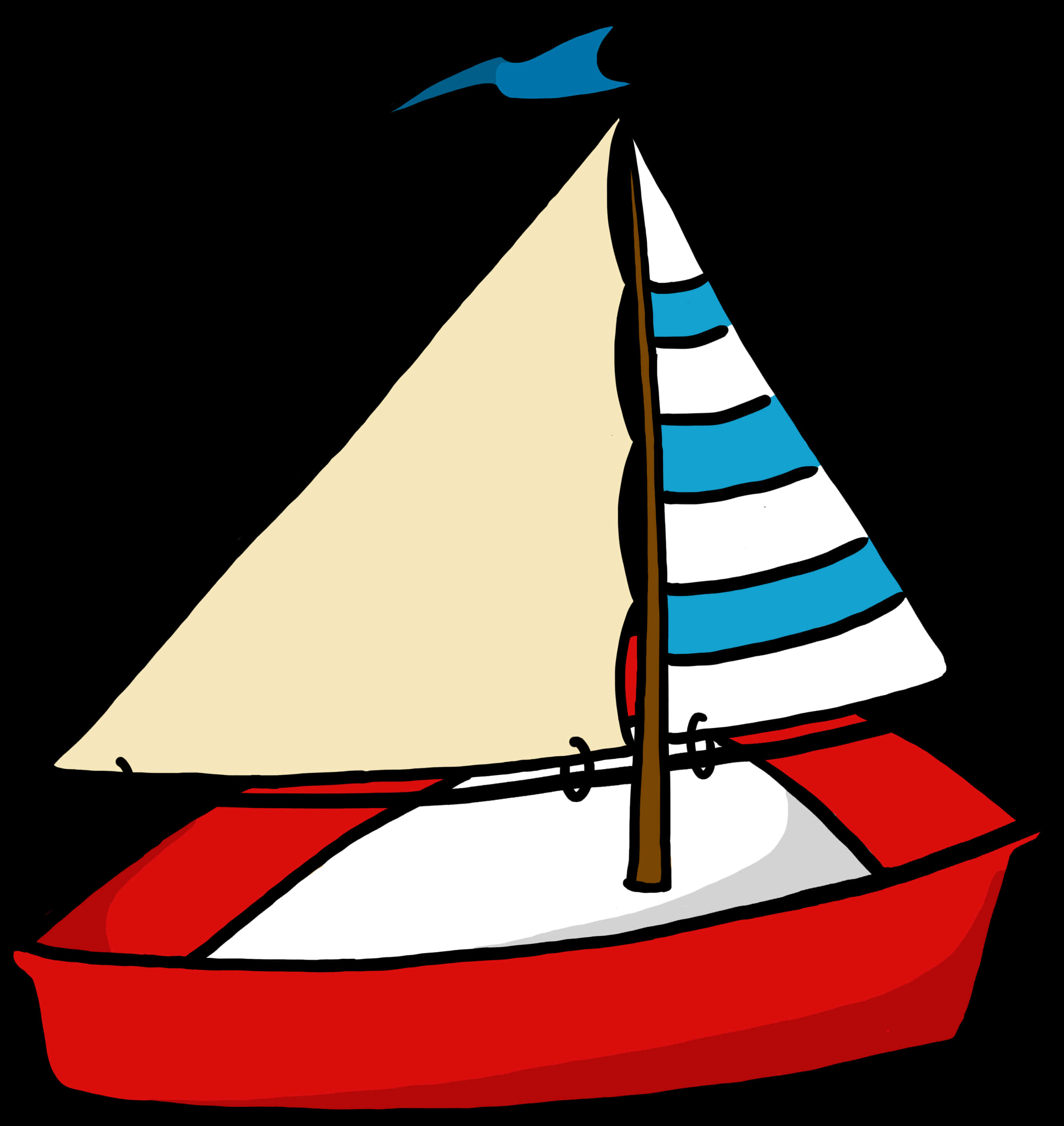 Colorful Sailboat Illustration PNG Image