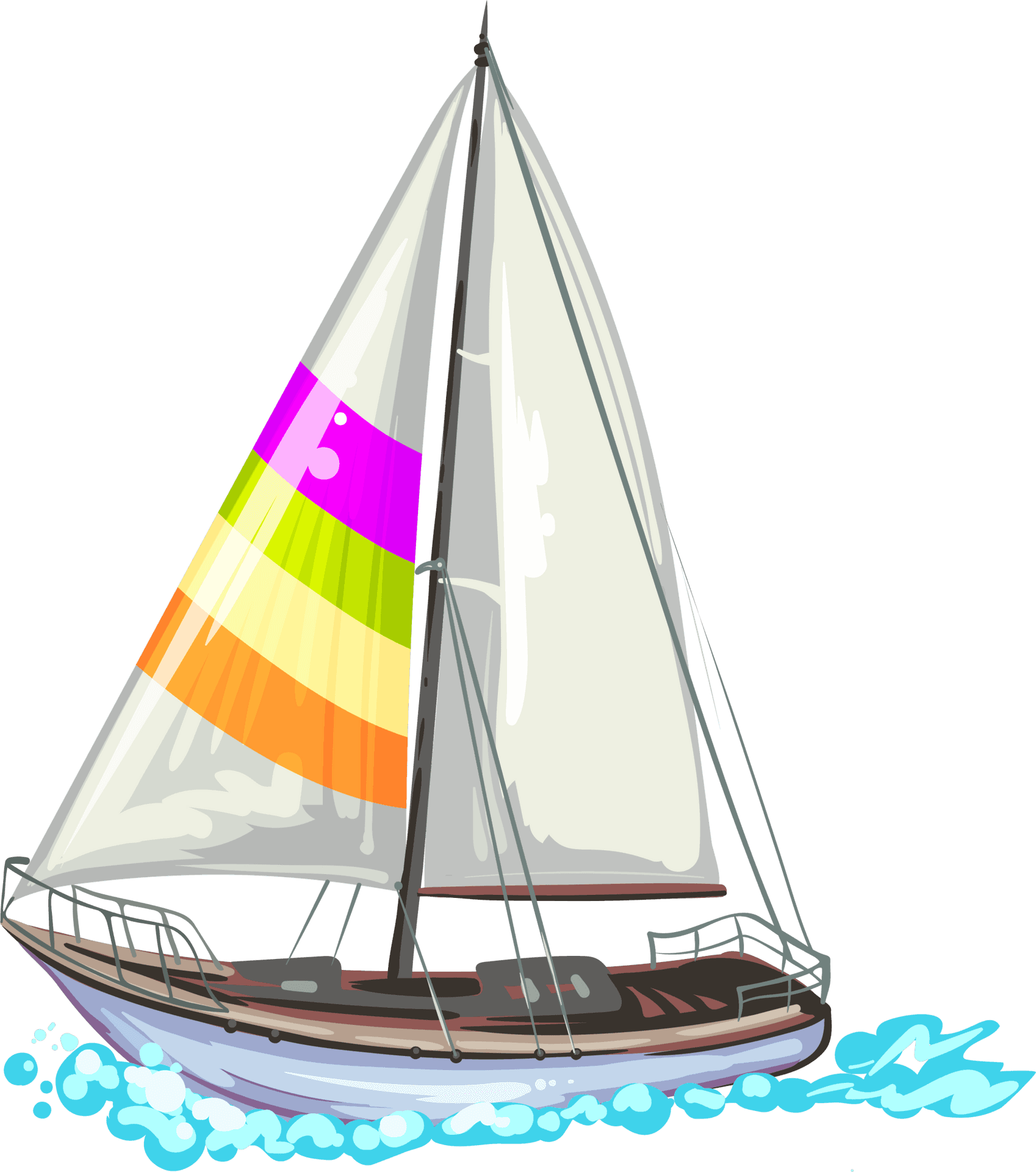 Colorful Sailboat Illustration PNG Image