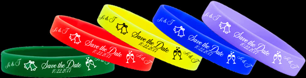 Colorful Save The Date Wristbands PNG Image