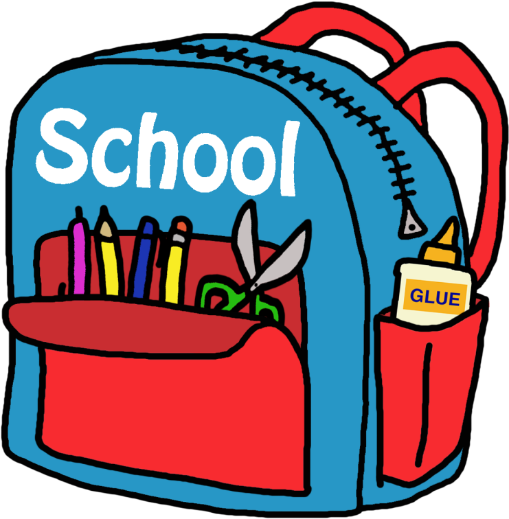 Colorful School Backpack With Supplies PNG Image