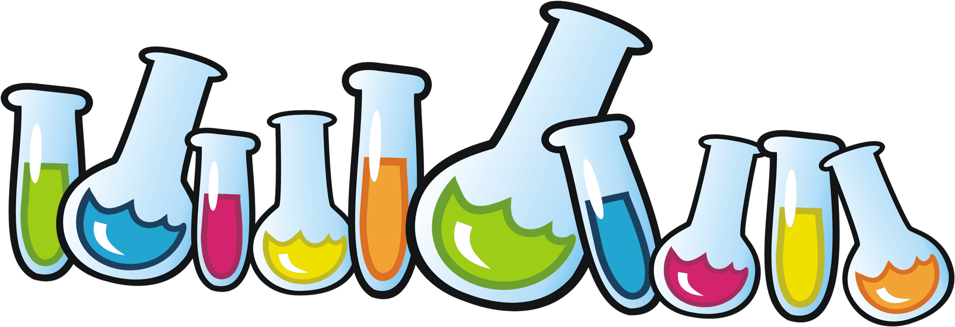 Colorful Science Beakers PNG Image