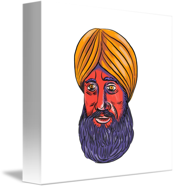 Colorful Sikh Turban Illustration PNG Image