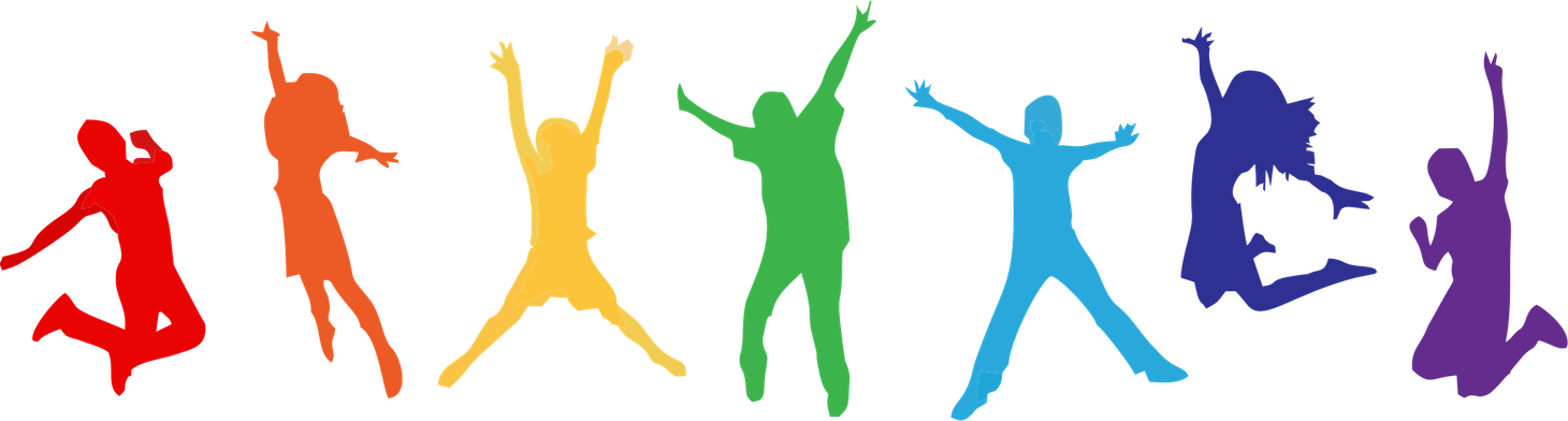 Colorful Silhouettes Jumping Happiness PNG Image