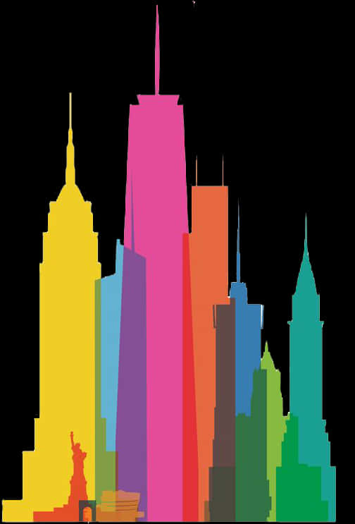 Colorful Skyline Silhouette PNG Image