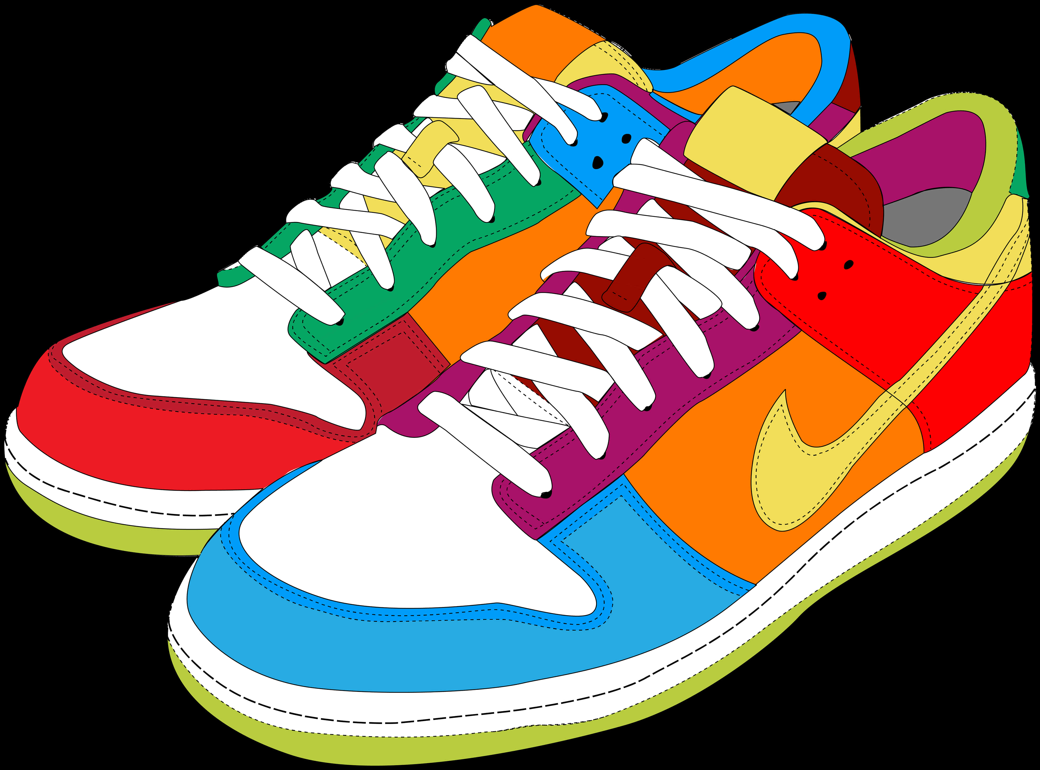 Colorful Sneakers Illustration PNG Image