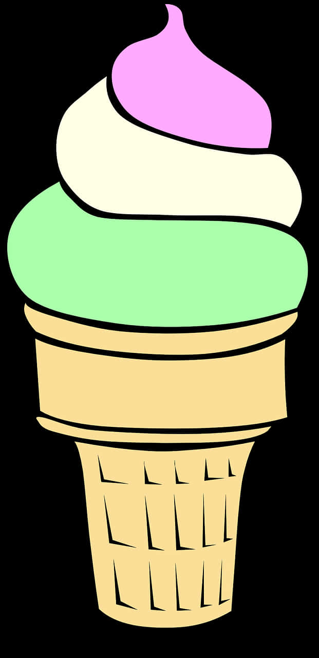 Colorful Soft Serve Ice Cream Cone PNG Image