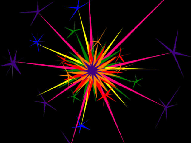 Colorful Sparkle Explosionon Black Background PNG Image