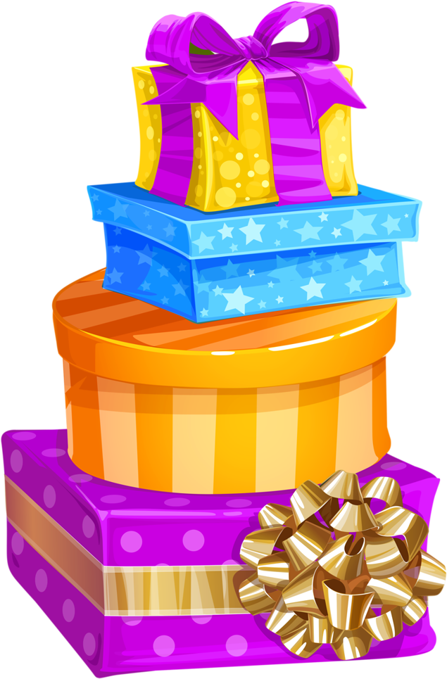 Colorful Stacked Gift Boxes PNG Image