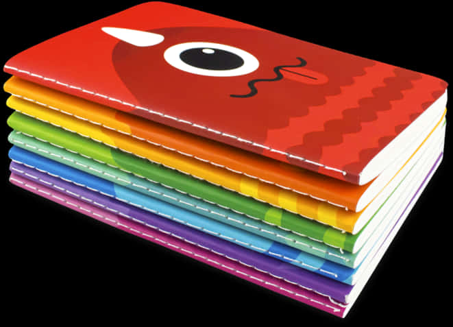 Colorful Stacked Notebooks PNG Image