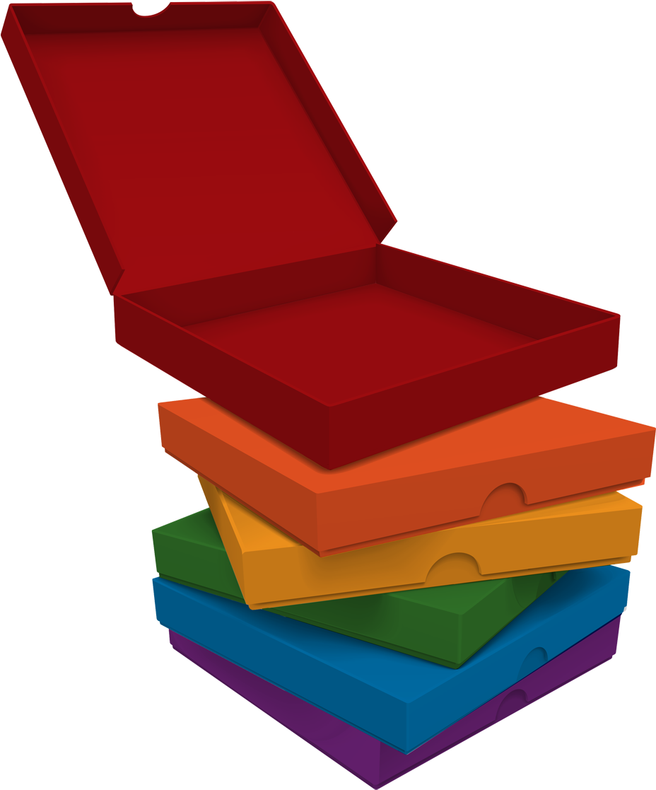 Colorful Stacked Pizza Boxes PNG Image