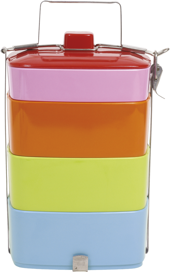 Colorful Stacked Tiffin Box PNG Image