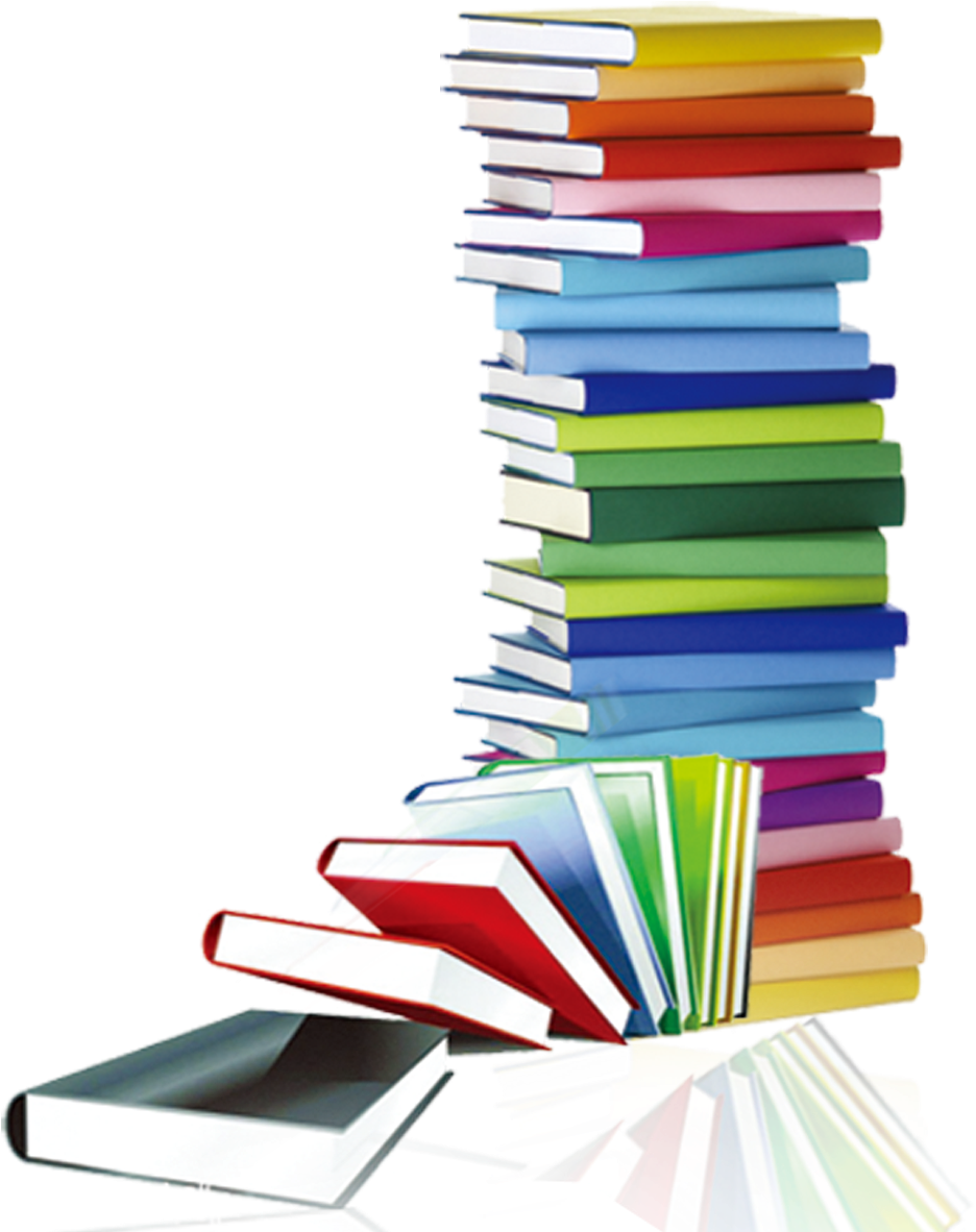 Colorful Stackof Books Reflection PNG Image