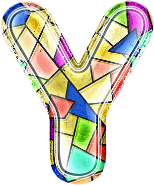 Colorful Stained Glass Letter V PNG Image