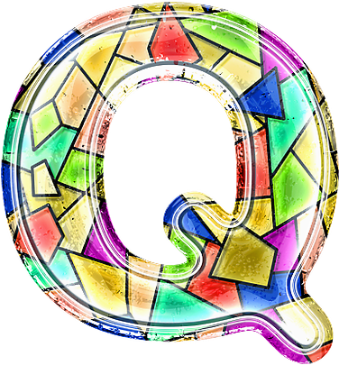 Colorful Stained Glass Q Letter Balloon PNG Image