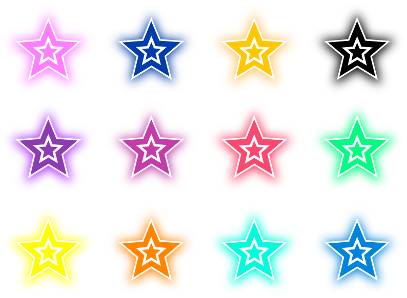 Colorful Star Stickers Collection PNG Image