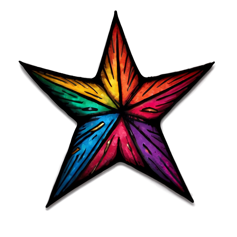 Colorful Star Tattoo Png Fbj PNG Image