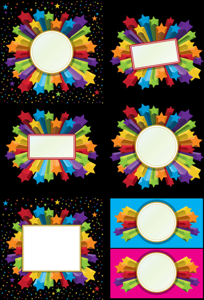 Colorful Starburst Banners Vector PNG Image