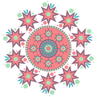 Colorful Starburst Mandala Art PNG Image