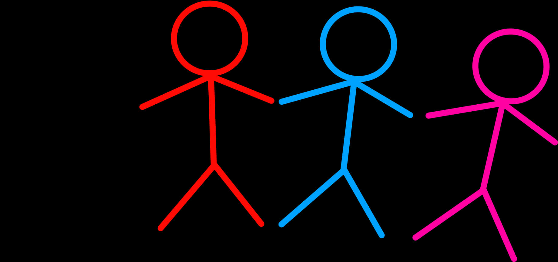 Colorful Stick Figures Holding Hands PNG Image