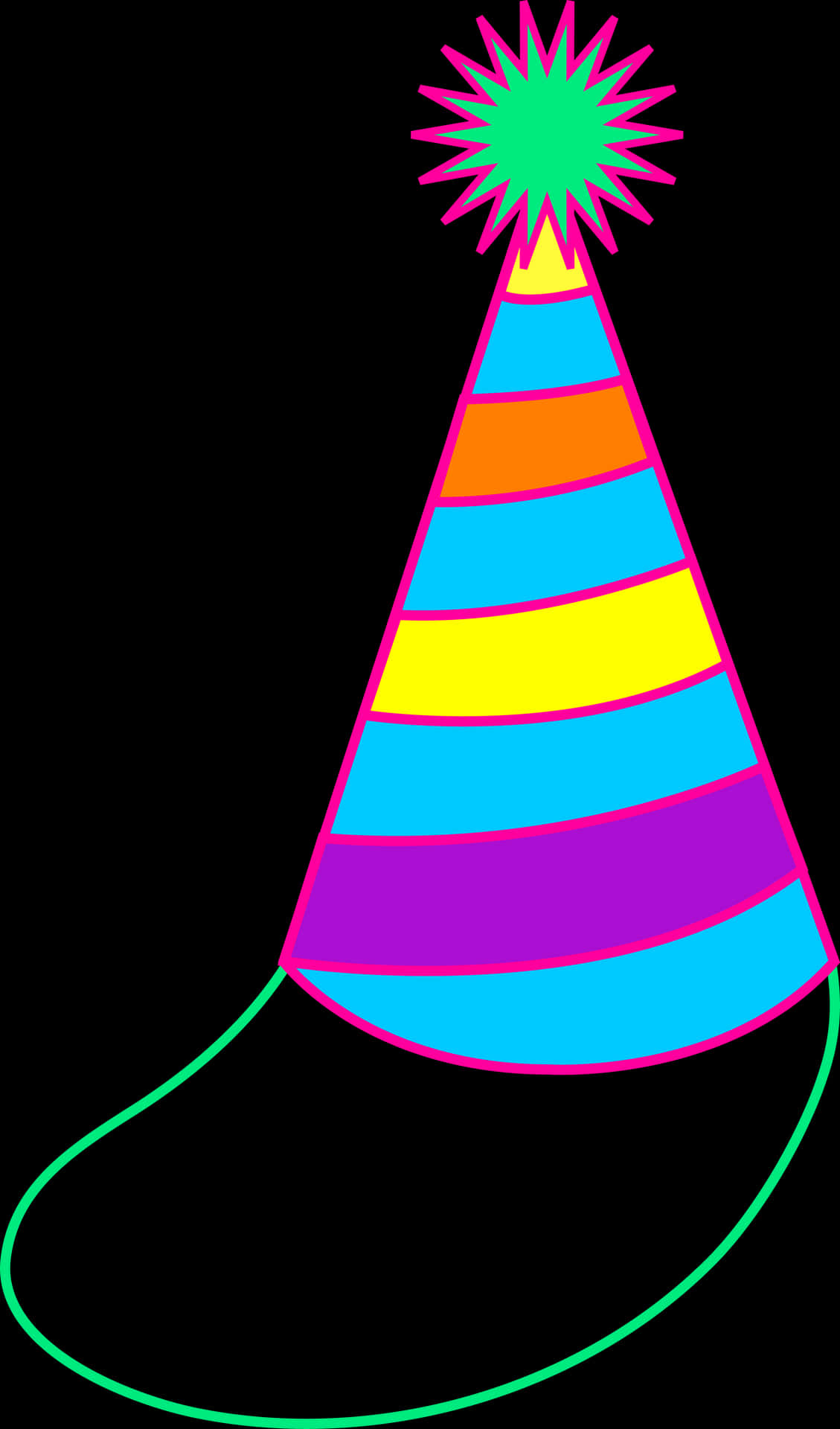 Colorful Striped Birthday Hat PNG Image