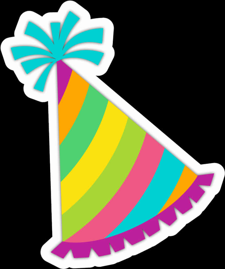 Colorful Striped Birthday Party Hat PNG Image