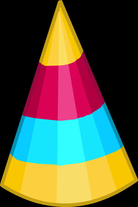 Colorful Striped Birthday Party Hat PNG Image