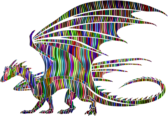 Colorful Striped Dragon Silhouette PNG Image