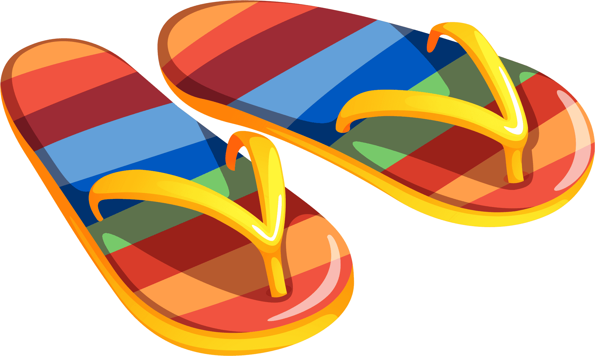 Colorful Striped Flip Flops Summer Clipart PNG Image