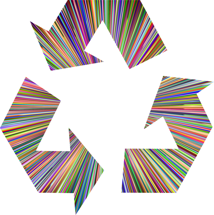 Colorful Striped Recycle Symbol PNG Image