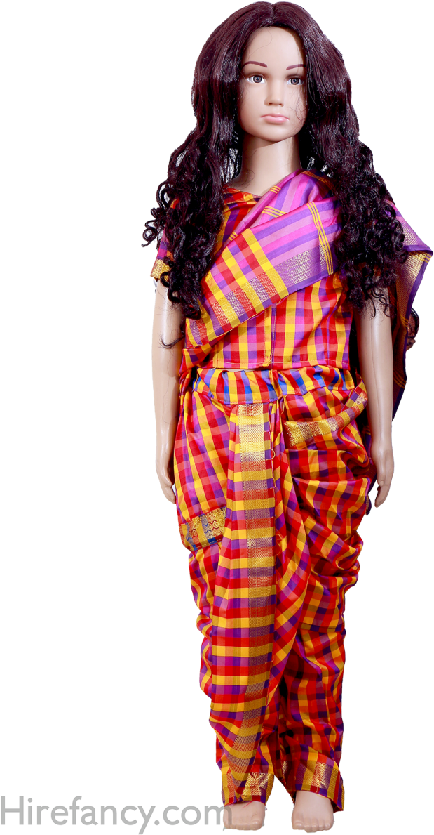 Colorful Striped Saree Mannequin PNG Image