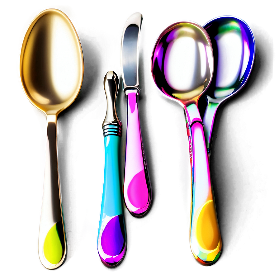 Colorful Teaspoon Set Png 14 PNG Image