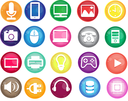 Colorful_ Technology_ Icons_ Set PNG Image