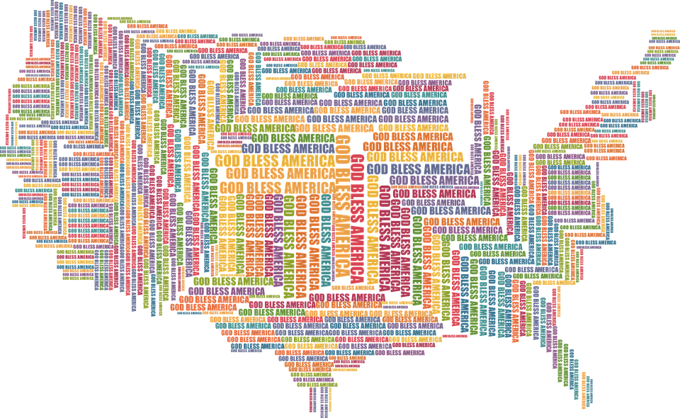 Colorful Text Mapof U S A PNG Image