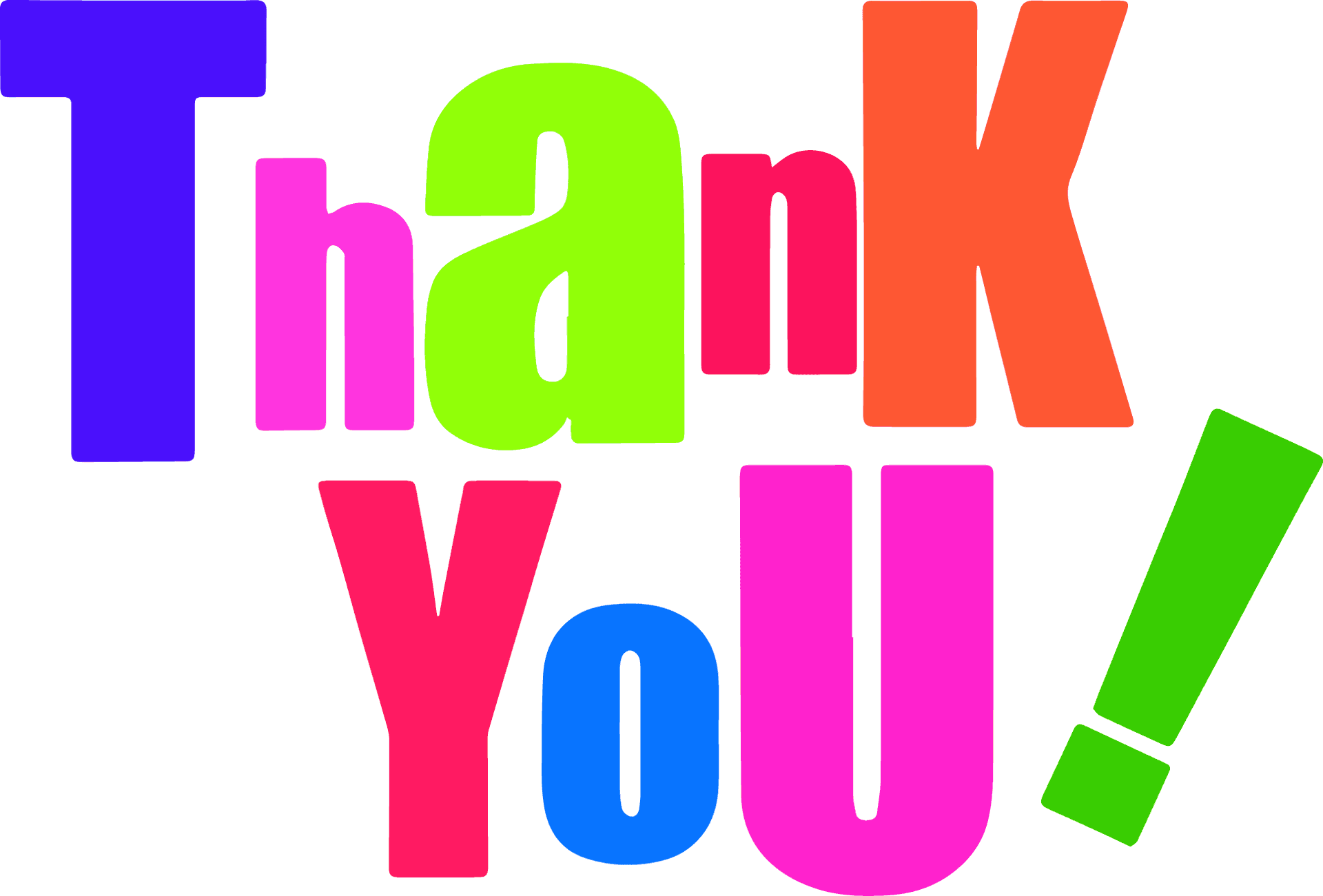 Colorful Thank You Text PNG Image