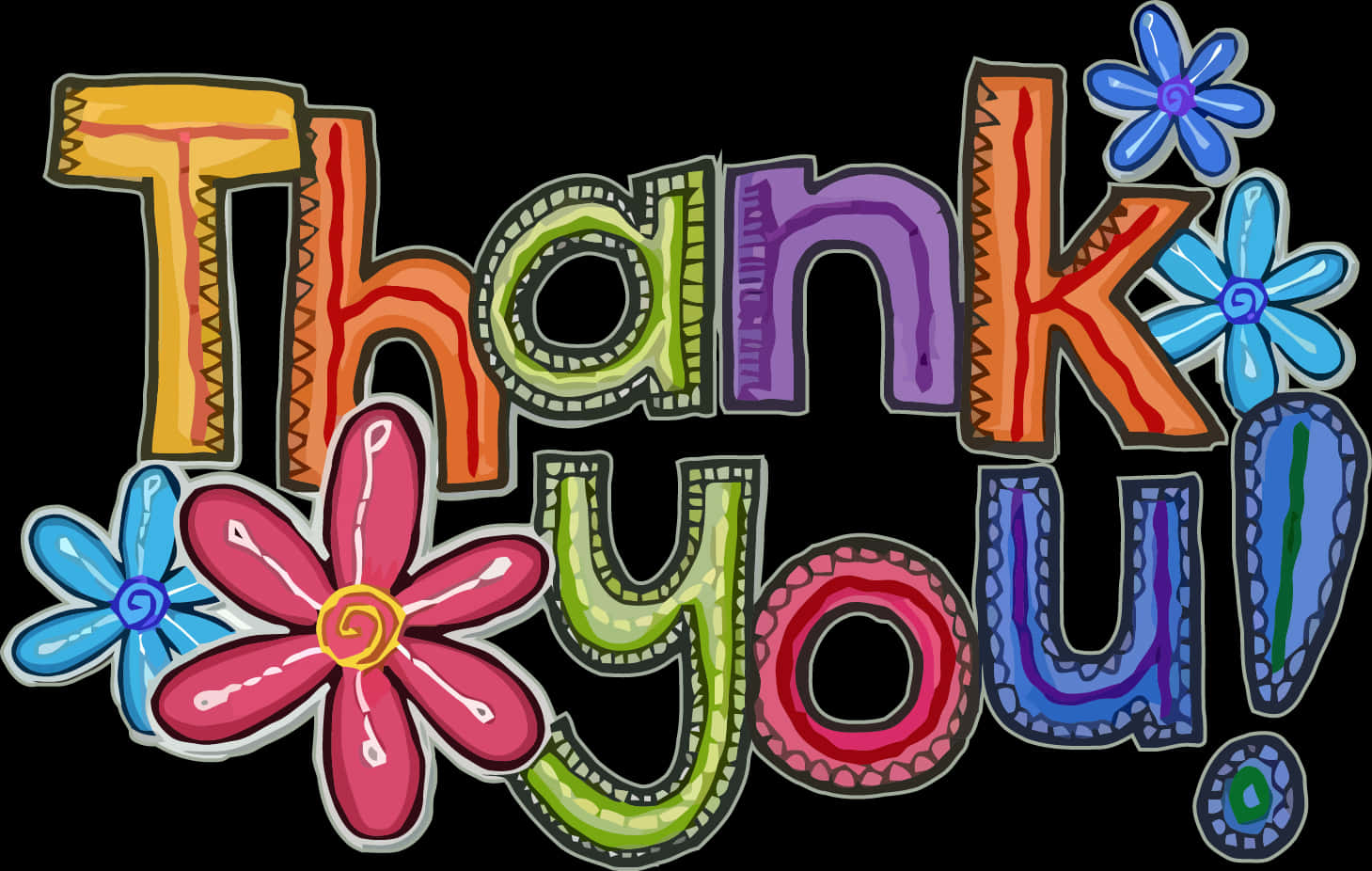 Colorful Thank You Text Illustration PNG Image