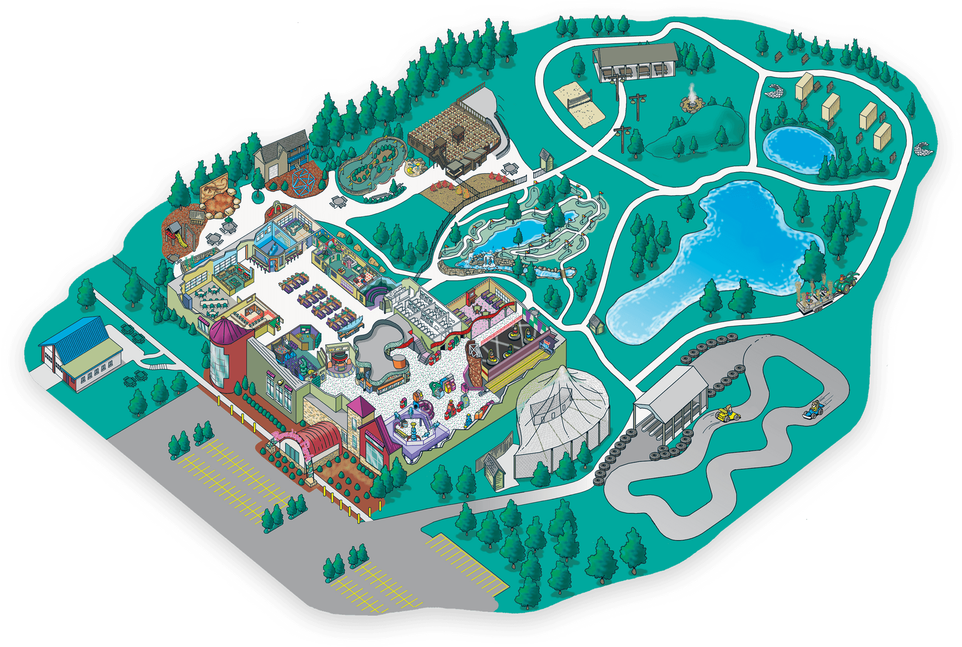 Colorful Theme Park Map Illustration PNG Image