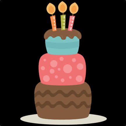 Colorful Tiered Birthday Cake Illustration PNG Image